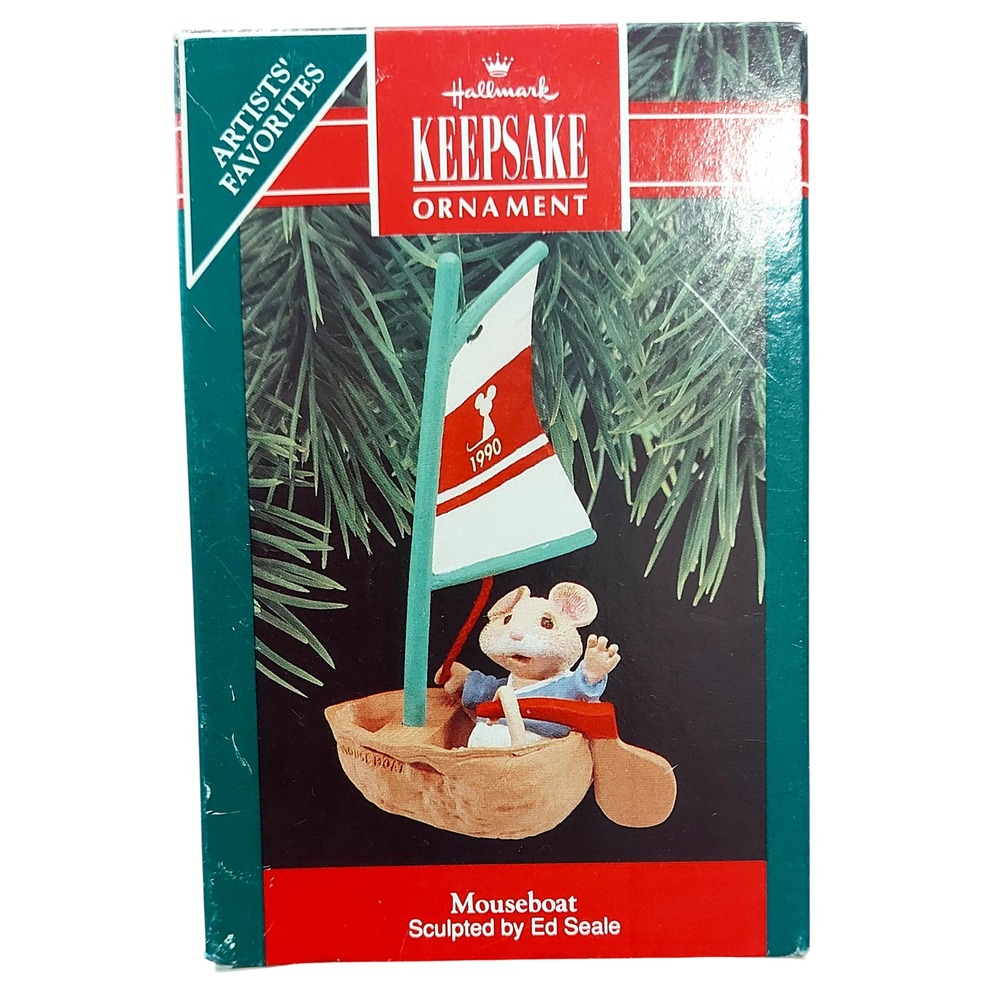 Vintage Hallmark Keepsake Ornament 1990 Mouseboat Ed Seale Artists Favorites Box